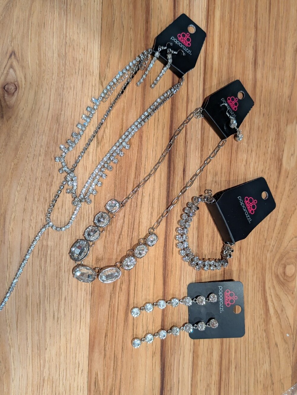 paparazzi Silvertone Crystal Necklace, Bracelet & Earring Set